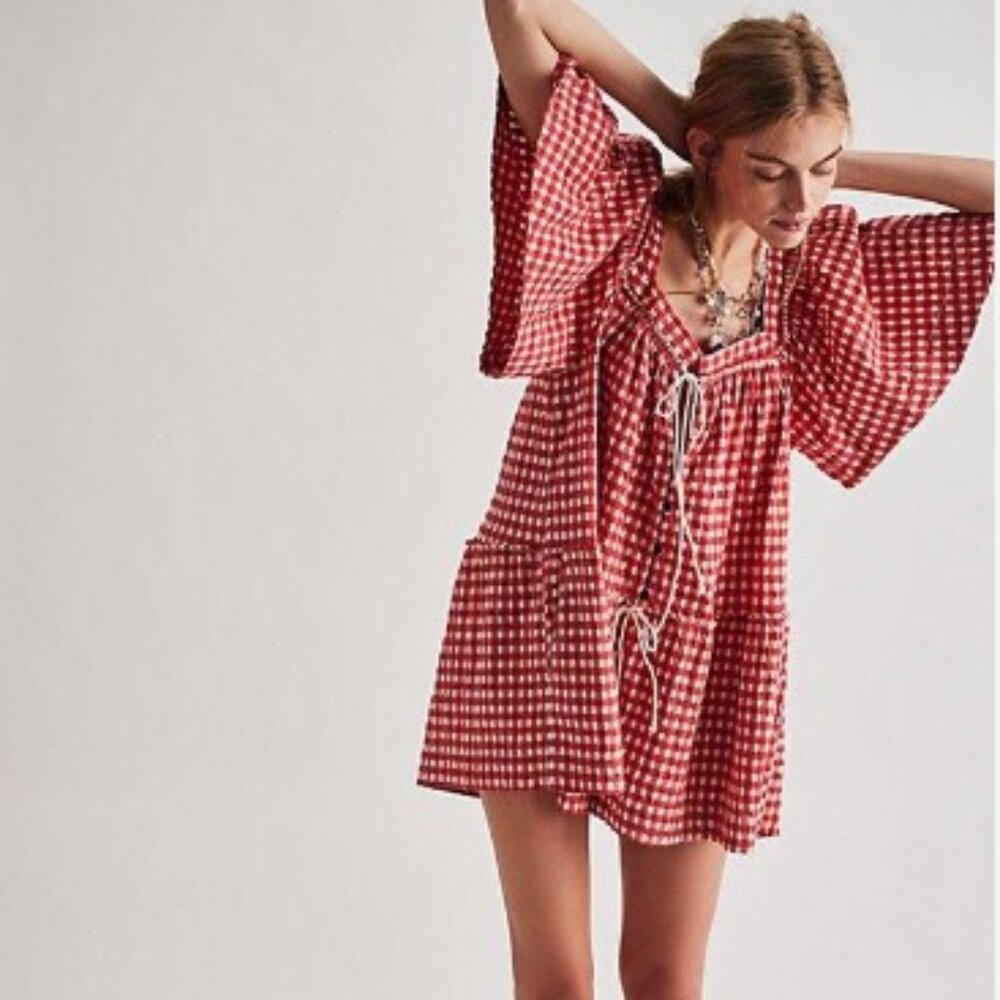 NWT Free People County Line Plaid Romper small